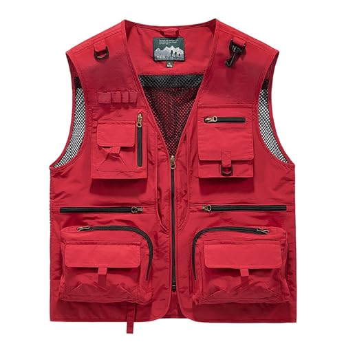 Foweknow Anglerweste Herren Outdoor Weste Mit Mehreren Taschen Leicht Jagd Weste Camping Fotografie Ärmellos Angeljacke Trekking Wander Sportweste Freizeitweste Atmungsaktiv Funktionsweste von Foweknow
