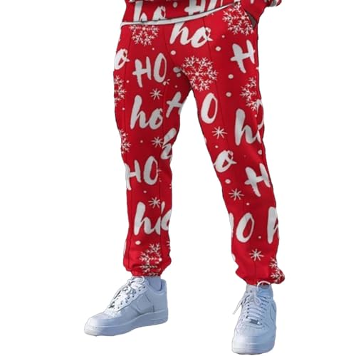 Foweknow Chino Hose Herren 2024 Weihnachts Druck Frezeithosen Breite Lustige Party Kostüm Lässige Sport Fitness Langhose Sporthose Yogahose Jogginghose Sweatpants Gym Trainings Laufhose von Foweknow