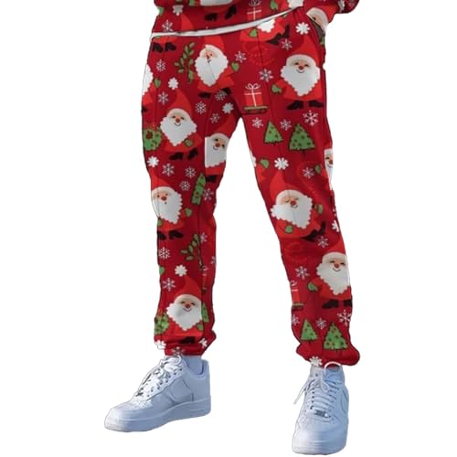 Foweknow Chino Hose Herren 2024 Weihnachts Druck Frezeithosen Breite Lustige Party Kostüm Lässige Sport Fitness Langhose Sporthose Yogahose Jogginghose Sweatpants Gym Trainings Laufhose von Foweknow
