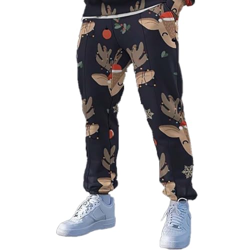 Foweknow Chino Hose Herren 2024 Weihnachts Druck Frezeithosen Breite Lustige Party Kostüm Lässige Sport Fitness Langhose Sporthose Yogahose Jogginghose Sweatpants Gym Trainings Laufhose von Foweknow