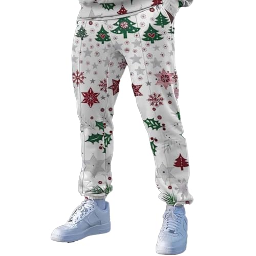Foweknow Chino Hose Herren 2024 Weihnachts Druck Frezeithosen Breite Lustige Party Kostüm Lässige Sport Fitness Langhose Sporthose Yogahose Jogginghose Sweatpants Gym Trainings Laufhose von Foweknow