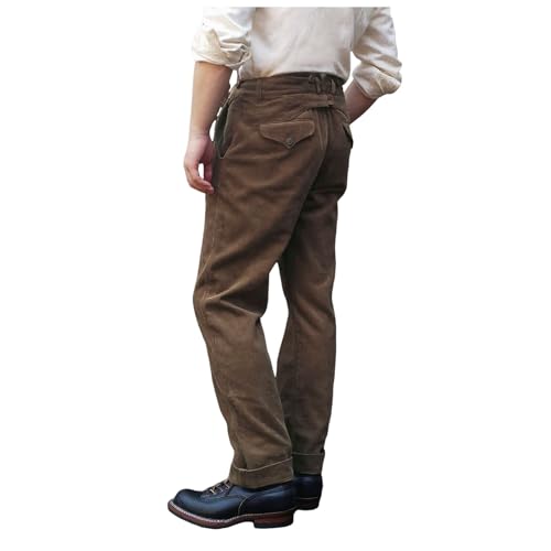 Foweknow Frezeithose Herren Outdoor Gerades Bein Cordhose Einfarbig Retro Chinohose Einfachheit Stoffhosen Frühling Sommer Vielseitige Functionshosen Regular Fit Streetwear von Foweknow