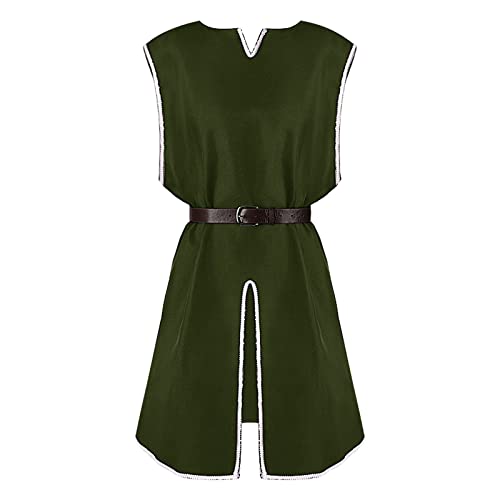 Foweknow Herren Mittelalter Kostüm Ärmellos Rundhals Renaissance Lederweste Ritter Patchwork Leder Rüstung Retro Weste Wikinger Pirat Cosplay Gothic Performance Halloween Kostüm von Foweknow