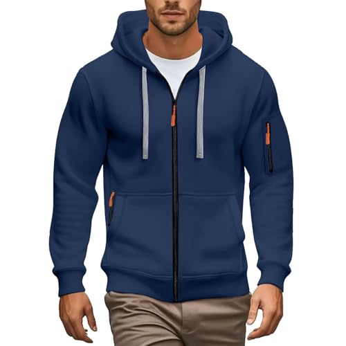 Foweknow Hoodie Herren Kapuzenjacke Mit Reißverschluss Oversized Sweatshirt Kapuzenpullover Outdoorjacke Mit Kapuze Jogging Pullover Jogging Hoody Männer Training Sportjacke Baggy Oberteil von Foweknow