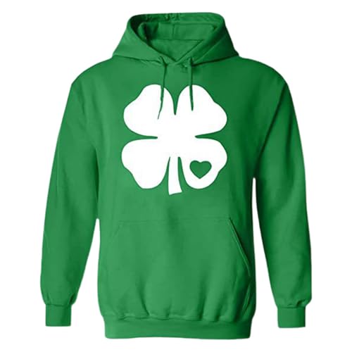 Foweknow Hoodie Herren St. Patricks Day Kostüm Langarm Vierblättriges Kleeblattmuster Festival Tops Modische Lässig Pullover Herren Mit Kapuzen Outdoor Sport Oberteil Laufshirt von Foweknow