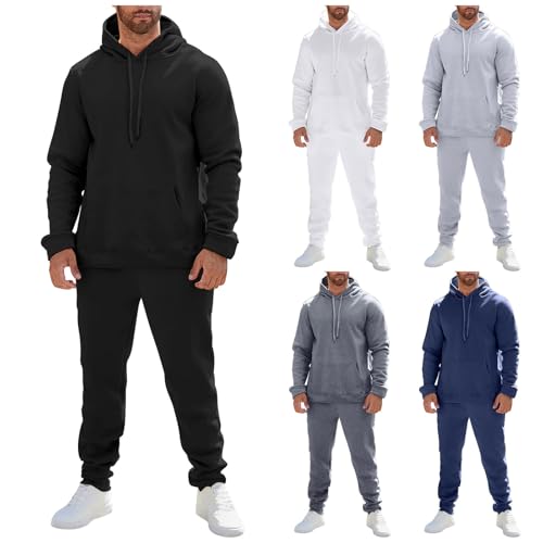 Foweknow Jogginganzug Herren Trainingsanzug 2 Teilig Set Hoodie und Jogginghose Tracksuit 2 Teiliger Y2K Hip Hop Fitnessanzug Sportanzug Hausanzug von Foweknow