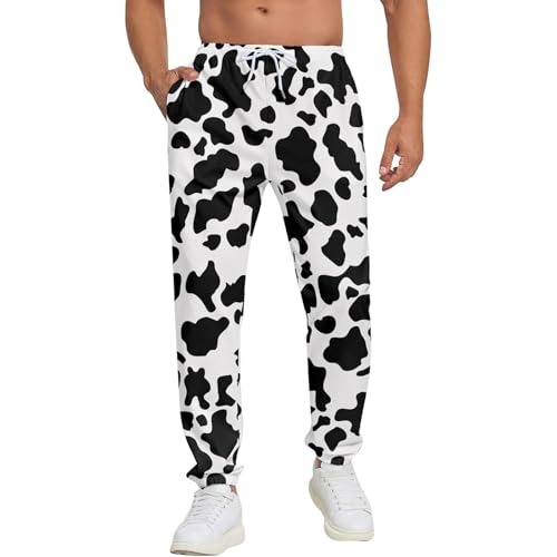 Foweknow Jogginghose Herren Kuh Hose Kuh Muster Bedruckte Sporthose Herren Lang Modische Freizeithose Mit Kordelzug Modische Vielseitige Chino Hose Outdoor Sweatpants Trainingshose von Foweknow