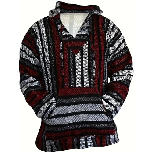 Foweknow Kapuzenpullover Herren Mexikanische Baja Hoodie Herren 3D Druck Vintage Sweatshirt Ethnischen Tribal Stil Traditionelle Pullover Mit Kapuzen Lockere Bequeme Freizeitshirt von Foweknow