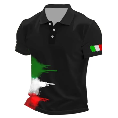 Foweknow Poloshirt Herren Kurzarm Italienische Flagge Tshirt Atmungsaktiv Schnelltrocknend Polohemd Mit Knopfleiste Sommer Sport Polo Shirts Bequeme Lässiges Kurzarm Golfshirt von Foweknow