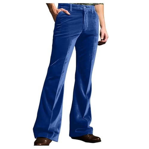 Foweknow Schlaghose Herren Cord Vintage Ausgestellte Hose Weitem Bein Große Größen 70Er Jahre Style Freizeithose Für Männer Weites Bein Karneval Disco Pants Einfarbige Chinohose von Foweknow