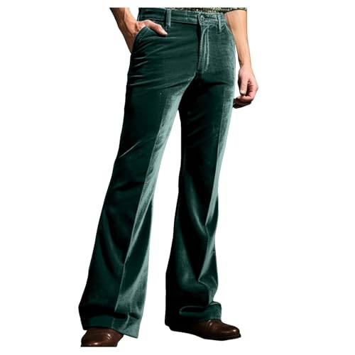 Foweknow Schlaghose Herren Cord Vintage Ausgestellte Hose Weitem Bein Große Größen 70Er Jahre Style Freizeithose Für Männer Weites Bein Karneval Disco Pants Einfarbige Chinohose von Foweknow