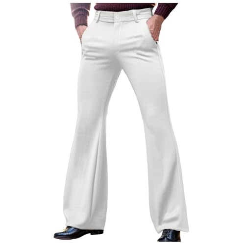 Foweknow Schlaghose Herren Cord Vintage Ausgestellte Hose Weitem Bein Große Größen 70Er Jahre Style Freizeithose Für Männer Weites Bein Karneval Disco Pants Einfarbige Chinohose von Foweknow