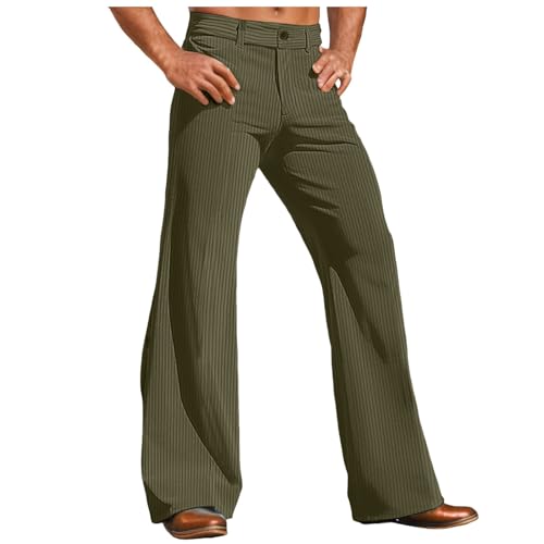Foweknow Schlaghose Herren Cord Vintage Ausgestellte Hose Weitem Bein Große Größen 70Er Jahre Style Freizeithose Für Männer Weites Bein Karneval Disco Pants Einfarbige Chinohose von Foweknow