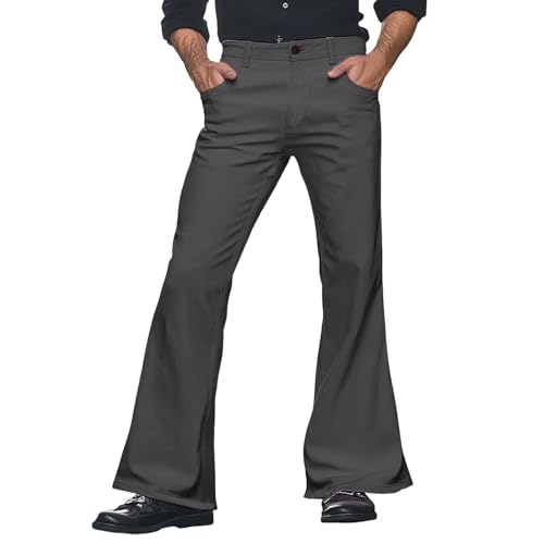Foweknow Schlaghose Herren Cord Vintage Ausgestellte Hose Weitem Bein Große Größen 70Er Jahre Style Freizeithose Für Männer Weites Bein Karneval Disco Pants Einfarbige Chinohose von Foweknow