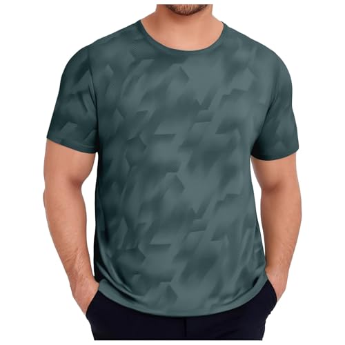 Foweknow Sportshirt Herren Schnell Trocknende T-Shirts Für Herren Rundhals Atmungsaktiv Sport Oberteil Einfarbig Normale Passform Sommerhemd Freizeit Fitnessstudio Wandern Compression Shirt von Foweknow