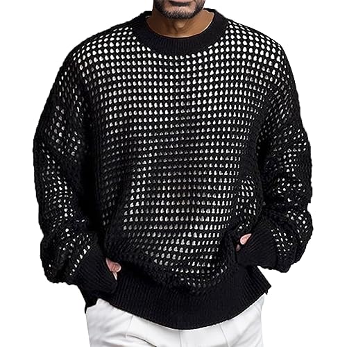 Foweknow Strickpullover Herren Langarm Netzpullover Modische Lässig Rundhals Pullover Sweater Leicht Fischnetz Strickoberteil Muskelshirts Einfarbig Beiläufig Sweatshirt Arbeitspullover Foweknow Strickpullover Herren Langarm Netzpullover Modische Lässig Rundhals Pullover Sweater Leicht Fischnetz Strickoberteil Muskelshirts Einfarbig Beiläufig Sweatshirt Arbeitspullover von Foweknow