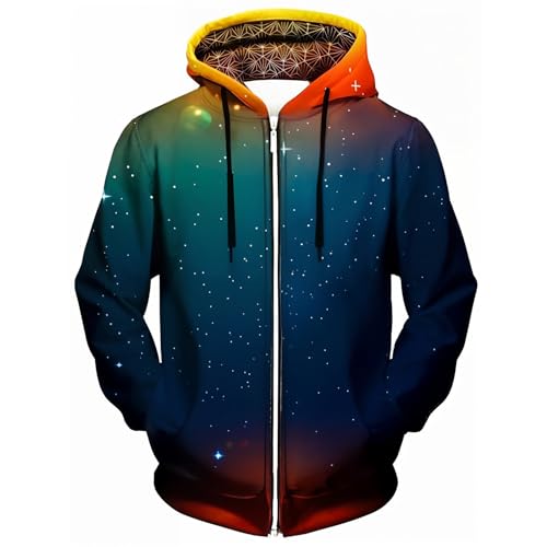 Foweknow Sweatjacke Herren Bunt Druck Hoodie Modische Trendings Kapuzenjacke Bequeme Vielseitige Freizeitjacke Sportlich Persönlichkeit Outdoorjacke Regular Fit Lässig Übergangsjacke von Foweknow