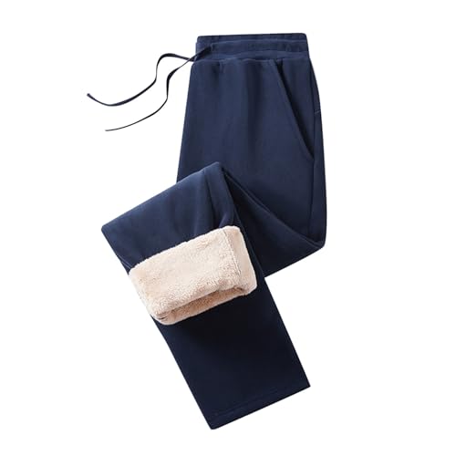 Foweknow Thermohose Herren Winter Gefütterte Fleecehose Herren Jogginghose Winter Sporthose Warme Sweathose Warme Gefütterte Gym Sporthose Bequeme Weich Geradem Bein Freizeithose von Foweknow