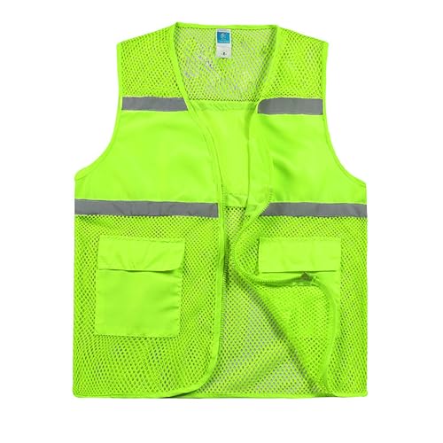 Foweknow Warn Weste Herren Warnschutz-Jacke Arbeit Sicherheitsweste Warnweste Reflektierendes Outdoor Weste Mit Vielen Taschen Anglerweste Modische Fischnetz Sportweste Übergangsweste von Foweknow