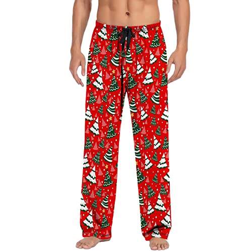 Foweknow Weihnachtspyjama Herren Schlafanzughose Lang Pyjamahose Xmas Kostüm Unterteile Nachtwäsche Für Herren Modische Chino Hose Bequeme Sleepwear Loungwear Regular Fit Freizeithose von Foweknow