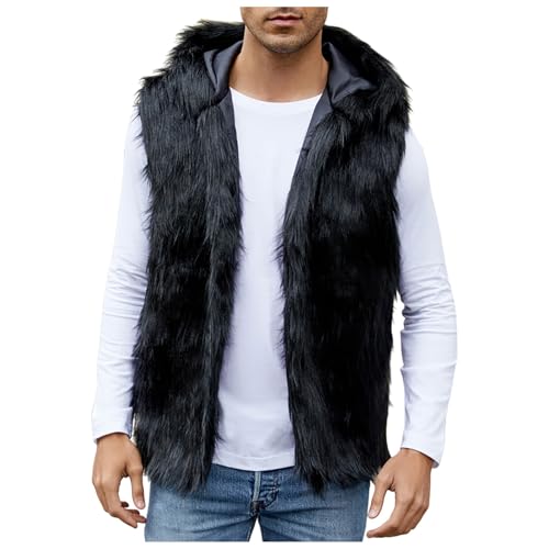 Foweknow Weste Herren Leopard Fleece Fellweste Ärmellos Vielseitige Bodywarmer Freizeitweste Modische Trendings Regular Fit Pelzmantel Plüsch Bequeme Lässig Outdoorjacke von Foweknow