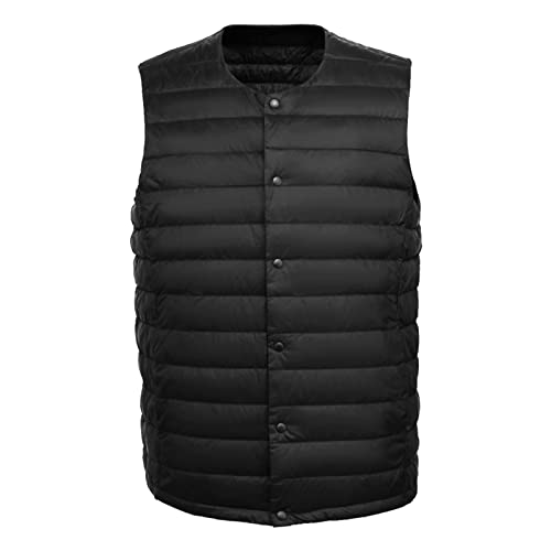 Foweknow Winterweste Herren Dünne Leichte Daunenweste Ärmellose V Ausschnitt Steppweste Einfarbige Modische Bodywarmer Übergangsjacke Kurz Trendings Bequeme Freizeitweste Mit Knöpfen von Foweknow