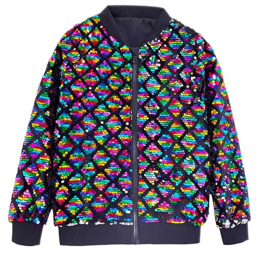 Fowjknww Herren Paillettenjacken Glänzender Stoff Bomberjacke Karierter Kragen Langarm Jacken Blazer Sakko Glitzer Varsity Glitzernder Mantel Party Outerwear Streetwear von Fowjknww