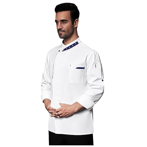 Fowjknww Kochjacke Herren Arbeitsjacke Bäckerjacke Atmungsaktiv Jacke Arbeitskleidung Kocher Unisex Koch Mantel Restaurant Küche Zum Essen Mitarbeiter Uniformen Für Männer Und Frauen von Fowjknww