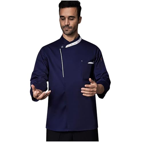 Fowjknww Kochjacke Herren Arbeitsjacke Bäckerjacke Atmungsaktiv Jacke Arbeitskleidung Kocher Unisex Koch Mantel Restaurant Küche Zum Essen Mitarbeiter Uniformen Für Männer Und Frauen von Fowjknww