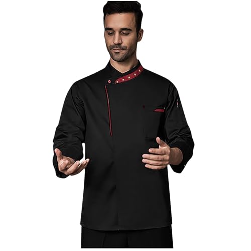 Fowjknww Kochjacke Herren Arbeitsjacke Bäckerjacke Atmungsaktiv Jacke Arbeitskleidung Kocher Unisex Koch Mantel Restaurant Küche Zum Essen Mitarbeiter Uniformen Für Männer Und Frauen von Fowjknww