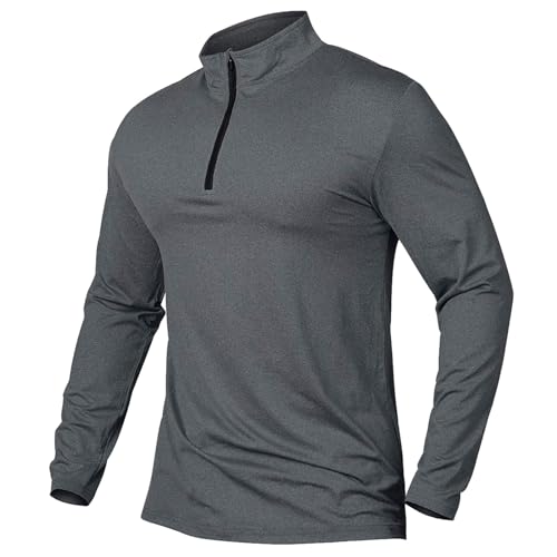 Fowjknww Langarmshirt Herren Leichte Atmungsaktive Merino Funktionsshirt Für Wandern Und Outdoor Sport Gym Lässiges Weicher Komfort Normale Passform Kostüm Mit Reißverschluss von Fowjknww