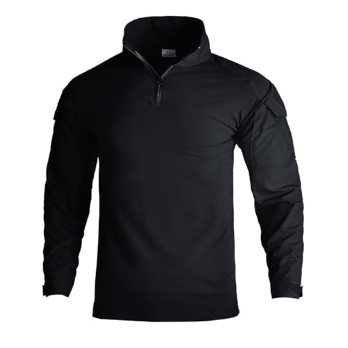 Fowjknww Langarmshirt Herren Schnelltrocknende Frezeitshirts Einfarbige Atmungsaktiv Sportjacke Military Tactical Combat Outdoorjacke Airsoft Zubehör Jagd Wandernjacke Joggingjacke von Fowjknww