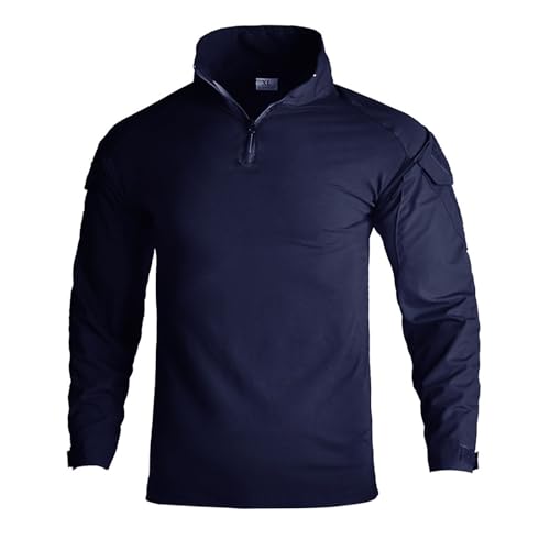 Fowjknww Langarmshirt Herren Schnelltrocknende Frezeitshirts Einfarbige Atmungsaktiv Sportjacke Military Tactical Combat Outdoorjacke Airsoft Zubehör Jagd Wandernjacke Joggingjacke von Fowjknww