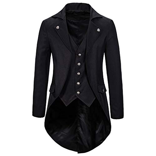 Fowjknww Sakko Herren Herbst Winter Sportlich Smoking Einfarbige Revers Vintage Frack Jacke Europäischer Amerikanischer Stilvolle Outfits Anzugjacke Frezeit Steampunk Anzugsakko von Fowjknww