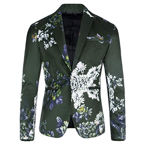 Fowjknww Sakko Herren Slim Fit Blazer Blumen Muster Bunt Anzugjacke Sportlich Business Outwear Lässig Modische Smoking Jacke Abendessen Hochzeit Party Abschlussball Anzugsakko von Fowjknww