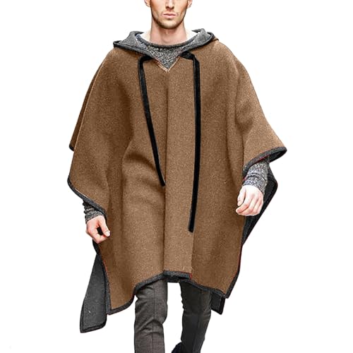 Fowjknww Verdickter Umhang Herren Wolle Poncho Modiche Trendings Hoodie Winter Deckenponcho Männer Tragbar Warm Freizeit Alltag Reisen Kleidung Cowboy Hippie Jacke Mit Kapuze von Fowjknww