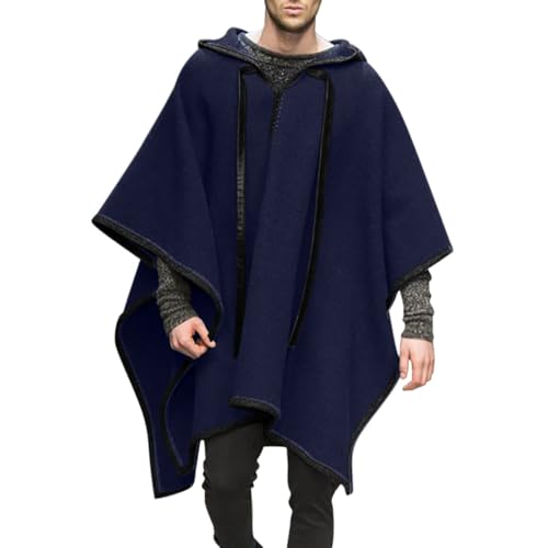 Fowjknww Verdickter Umhang Herren Wolle Poncho Modiche Trendings Hoodie Winter Deckenponcho Männer Tragbar Warm Freizeit Alltag Reisen Kleidung Cowboy Hippie Jacke Mit Kapuze von Fowjknww
