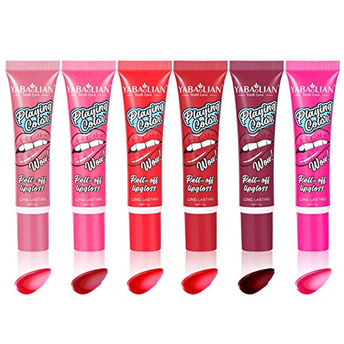 Abziehbarer flüssiger Lippenstift, Tattoo-Farb-Lipgloss, wasserfester, langlebiger Lipgloss, antihaftbeschichteter Cup-Lippenfleck, Tönung, Lippen-Make-up für Frauen und Mädchen von Fowybe