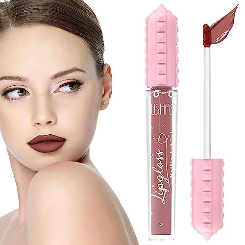 Feuchtigkeitsspendender Lipgloss | Lippenstift-Make-up,Samtiger Lippenstift, wischfest, nicht klebrig, langlebig, leicht, Lippen-Make-up-Lippentönung für Frauen und Mädchen Fowybe von Fowybe