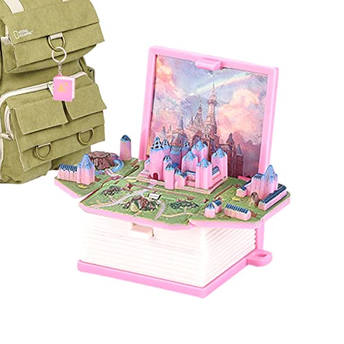 Fowybe 3D Buch Schlüsselanhänger, Mini Magic Castle Schlüsselanhänger für Kinderrucksack, 3D Fingertip Spielzeug Jungen Mädchen Pop Up für Frauen Männer Kinder Geburtstagsgeschenk von Fowybe