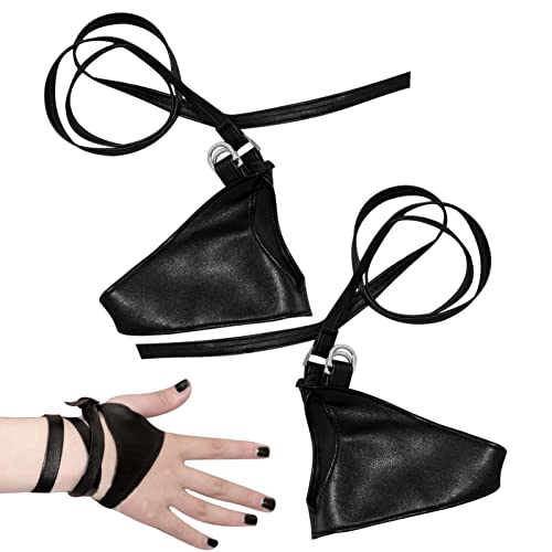 Fowybe Punk-Handschuhe | Schwarze Fingerlose Handschuhe | Kunstleder-Sport-Cosplay-Performance-Halbfinger-Handschuhe für Frauen, Teenager, Kinder von Fowybe