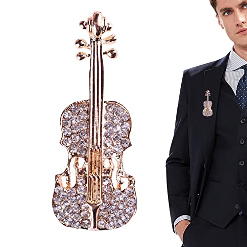 Geigenbrosche, Geigen-Kristallbroschennadeln für Frauen, Attraktive Musikinstrument-Broschen, Kleid-Accessoires, Neujahrsfest-Dekoration Fowybe von Fowybe