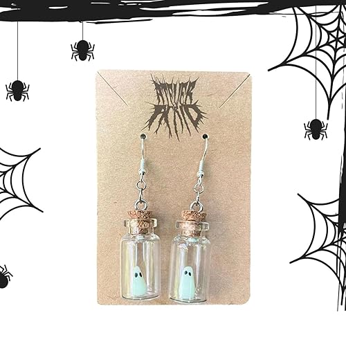 Glow in The Dark Ghost Ohrringe - Halloween-Ohrringe für Frauen,Geist in einer Flasche Niedlicher Geister-Ohrring für Frauen, Partyzubehör, Kostümzubehör Fowybe von Fowybe