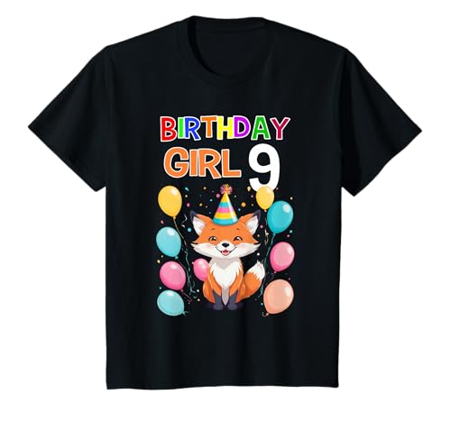 Kinder 9. Geburtstag Shirt Mädchen Fuchs 9 Jahre Fuchs Geburtstag Mädchen 9 T-Shirt Kinder 9. Geburtstag Shirt Mädchen Fuchs 9 Jahre Fuchs Geburtstag Mädchen 9 T-Shirt von Fox Birthday Girl TShirtz & More