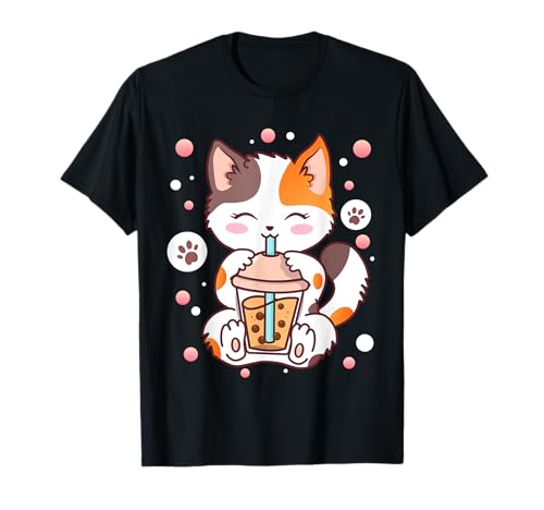 Katze Boba Tea Bubble Tea Kawaii Anime Japanisch Neko Girl Teen T-Shirt von Fox Brother