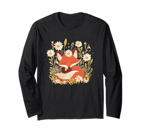 Fuchs Tier mit süßen Gänseblümchen für Jungen und Mädchen Langarmshirt Fuchs Tier mit süßen Gänseblümchen für Jungen und Mädchen Langarmshirt von Fox Daisy Outfit