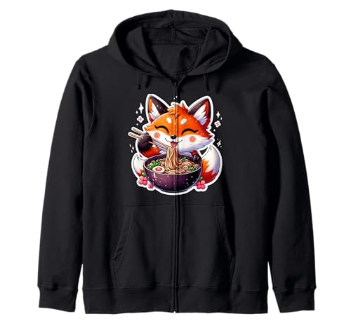 Cute Japanese Anime Kawaii Fox Eating Ramen Kids Girls Kapuzenjacke Cute Japanese Anime Kawaii Fox Eating Ramen Kids Girls Kapuzenjacke von Fox Eating Ramen Noodles Animal Lover Outfit