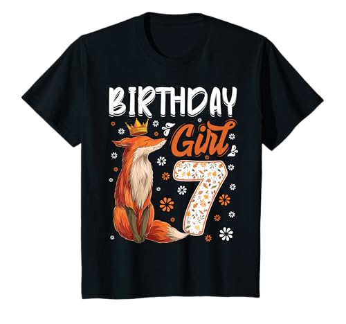 Fuchs Tierliebhaber 7. Geburtstag Mädchen Fuchs B-tag 7 Jahre alt T-Shirt von Fox Girls Birthday Party Supplies Decoration Tee