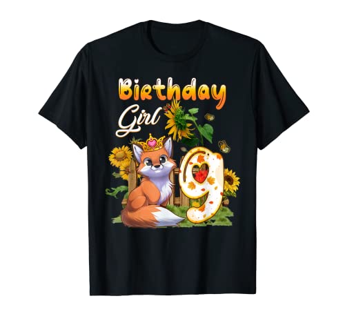 9. Geburtstag Mädchen Fuchs Geburtstag 9 Jahre alt Fuchs Tierliebhaber T-Shirt 9. Geburtstag Mädchen Fuchs Geburtstag 9 Jahre alt Fuchs Tierliebhaber T-Shirt von Fox Girls Birthday Party Supplies Matching Family