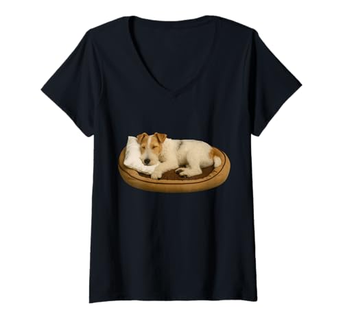 Damen Foxterrier T-Shirt mit V-Ausschnitt Damen Foxterrier T-Shirt mit V-Ausschnitt von Fox Herrrier Dog
